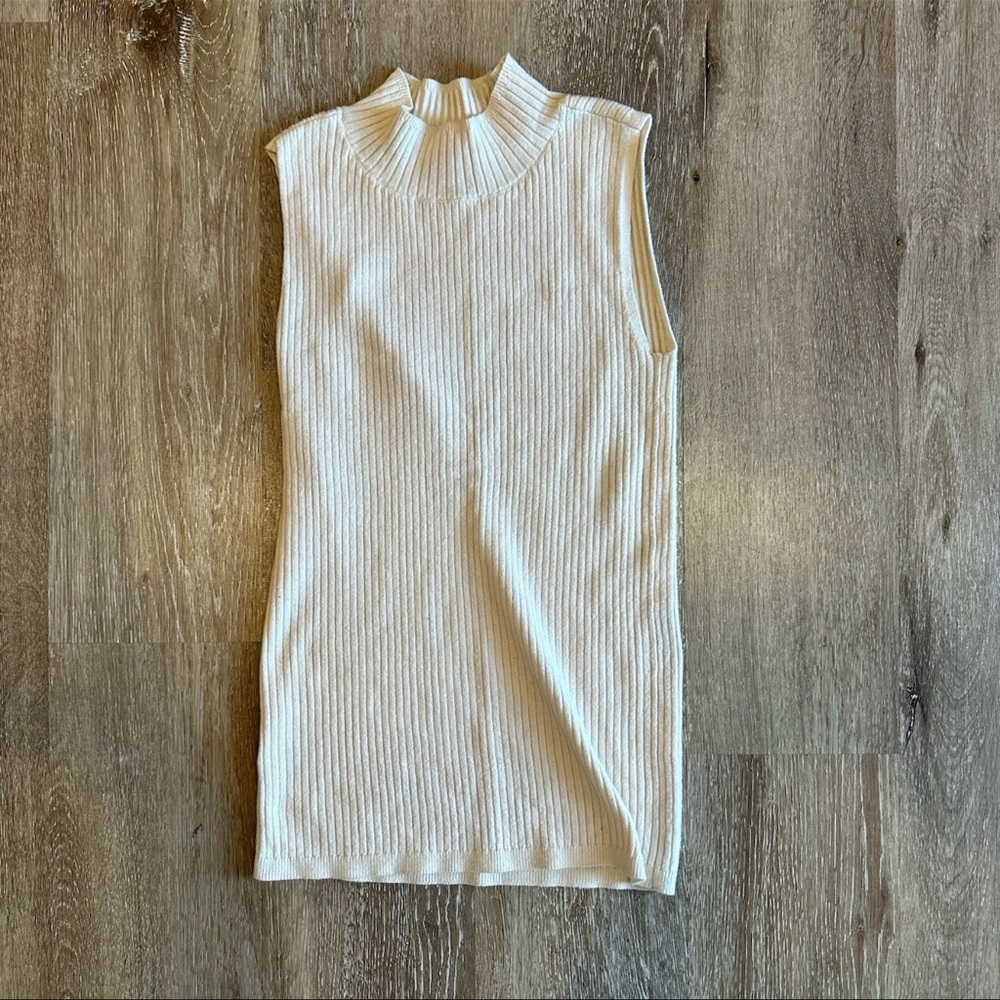 LOFT Cream Ribbed Tank Top - Picture 3 of 5